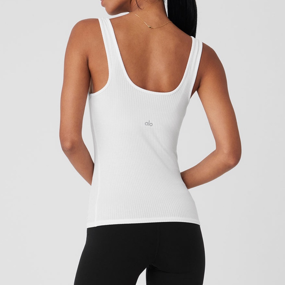 ALO Yoga White Ribbed Tank Top - Picture 2 of 6